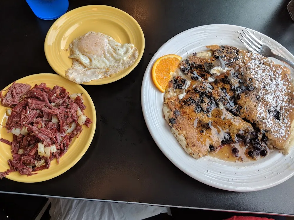 Blueberry Pancake with Side of Hash